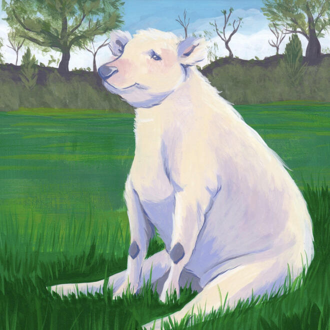 sweet sitting cow painting