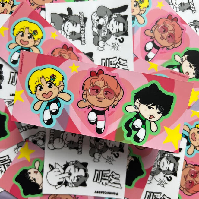 powerpuff rapline sticker sheet