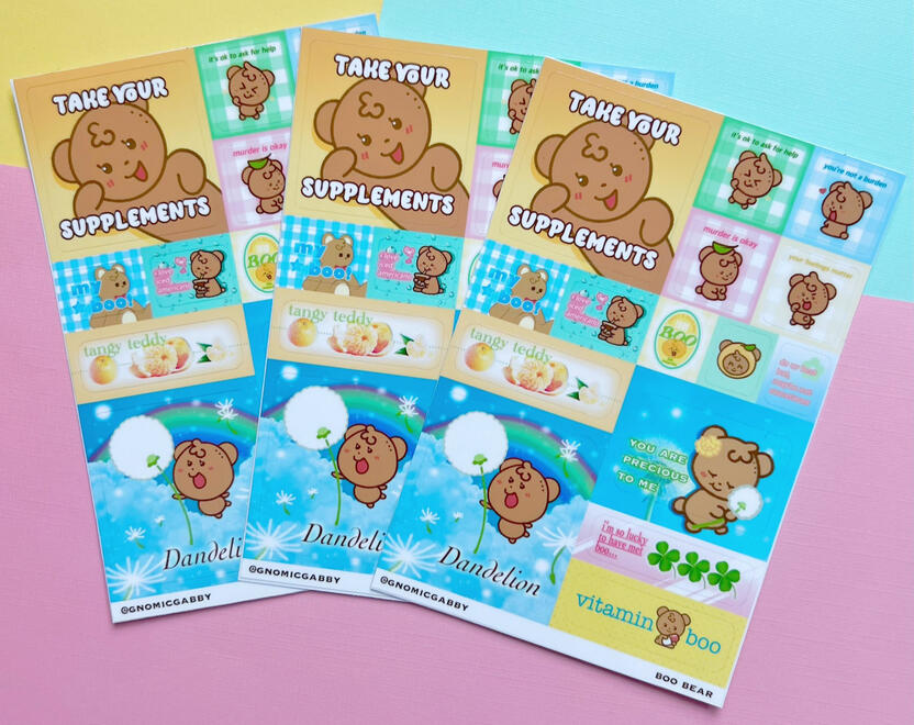 boo bear sticker sheet